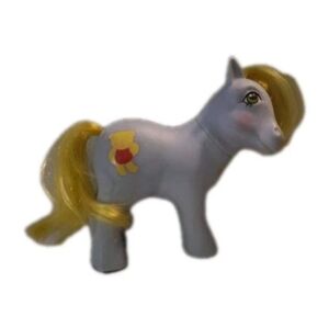 Vintage 1984 G1 My Little Pony Magic Message Ponies Blue Cuddles w Teddy Bear